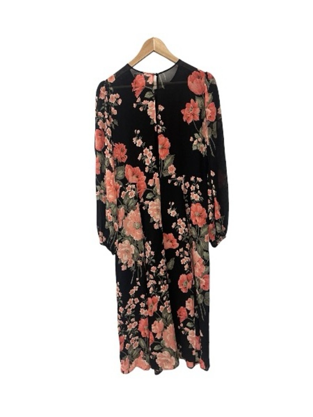 REFORMATION Louise Black Floral Print Puff Sleeve LUANNE Crepe Midi 12 - Picture 4 of 6